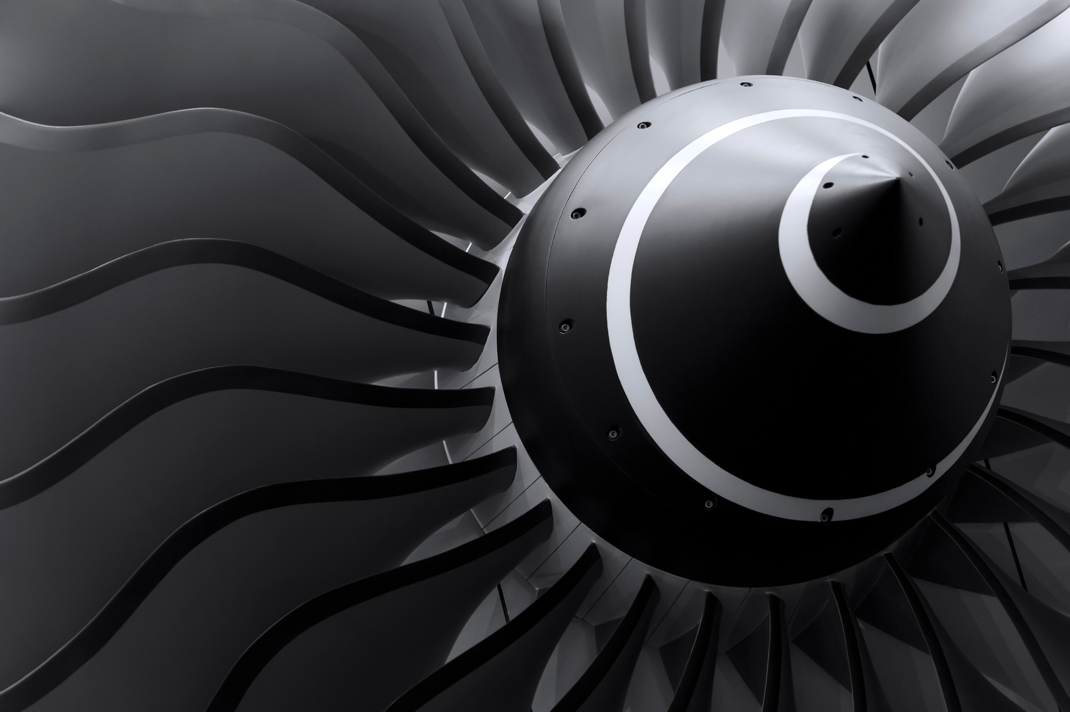 A close up of an aeroplane engine